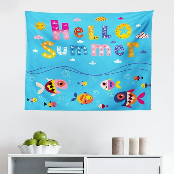 Modern Tapestry, Ink Handwritten Popular Country Capitals with Fashion Words Art, Fabric Wall Hanging Decor for Bedroom Living Room Dorm, 2 Sizes, Red Black and White, by Ambesonne