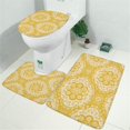 thumbnail image 2 of Yellow Ethnic Floral Pattern Bathroom Rugs Sets 3 Piece,Toilet Cover Set,Absorbent Non Slip Bathroom Mats Sets with U-Shaped Contour Rug Toilet Rug Set, 2 of 5