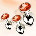 thumbnail image 5 of 3PCS Anal Butt Plug Set Jewelry Design Stainless Steel Anal Sex Toys Set,Adult Sex Toys for Couples Male Female-Orange, 5 of 6