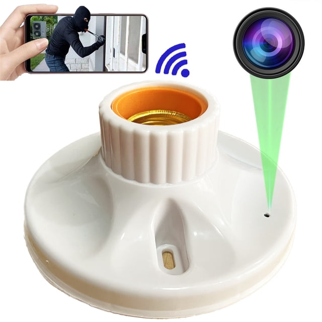 Mini Camara Wifi Espia en Socket Foco E27 Fullhd 1080P max 32gb Lente Sony inalambrica vigilancia video en vivo app Portalampara discreta baño recamara oficina almacen de GOGO ELECTRONICS Color Blanco