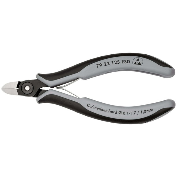 KNIPEX 79 22 125 ESD Pinzas de precisión de corte diagonal para electrónica ESD Con fundas en dos componentes bruñido 125 mm