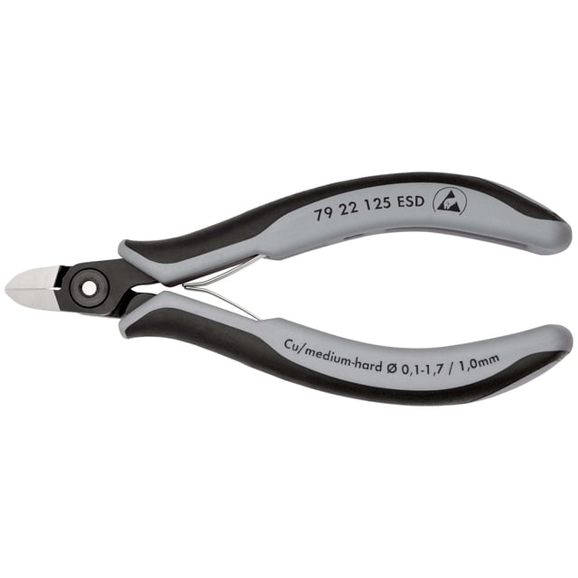 KNIPEX 79 22 125 ESD Pinzas de precisión de corte diagonal para electrónica ESD Con fundas en dos componentes bruñido 125 mm
