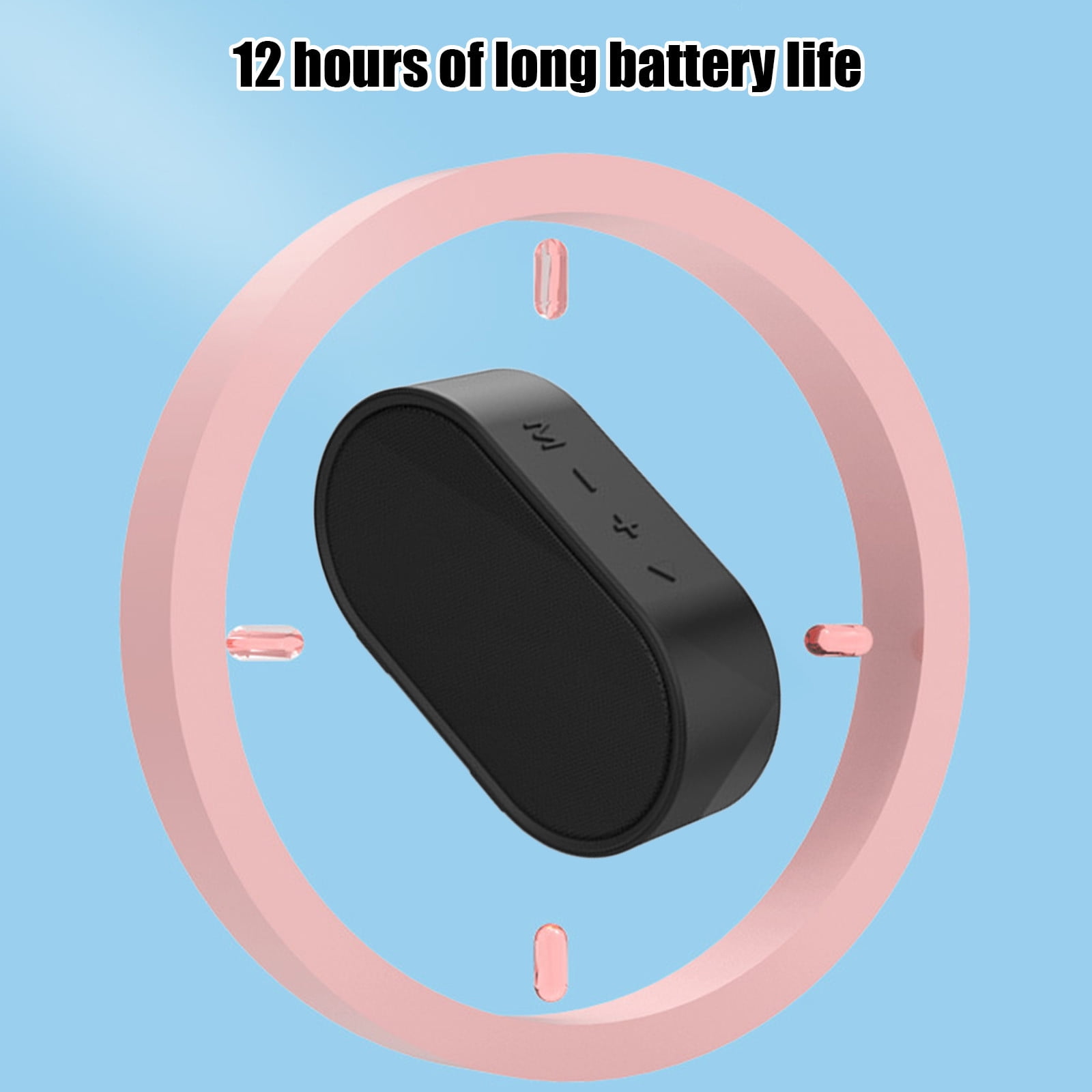 LACKUST Mini Bluetooth 5.3 Speaker with Subwoofer - Portable Desktop Wireless Speaker, 1200mAh Long Battery, Deep Bass for Home Office Outdoor, Black