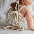 thumbnail image 3 of Newborn Infant Baby Girls Romper Outfit Lace Bodysuit Ruffle Sleeve Backless Jumpsuit Clothes, 3 of 7