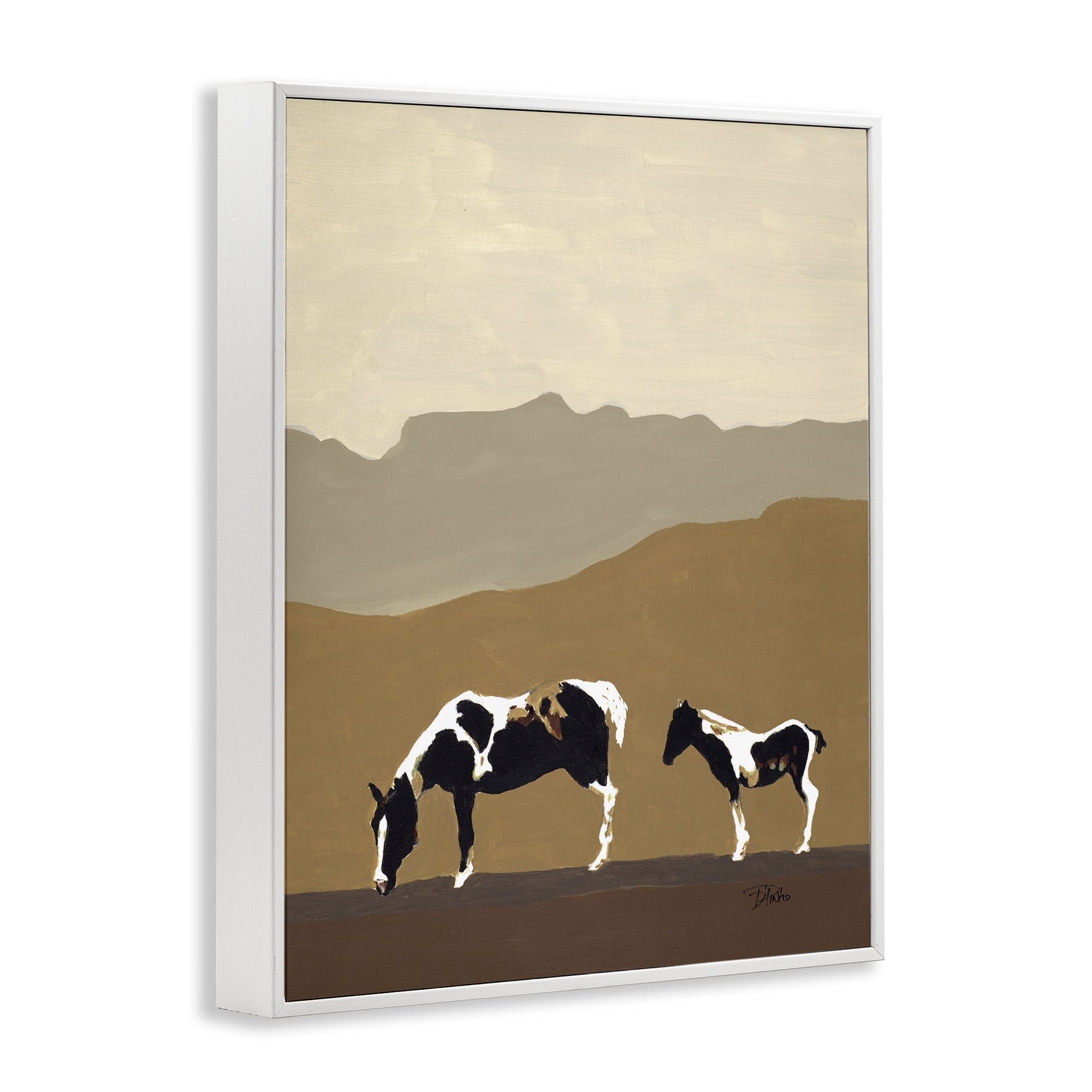 Stupell Industries Modern Mountains Horses White Framed Giclee Art, design by Patricia Pinto