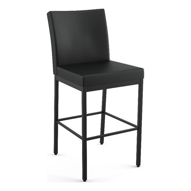 Amisco Perry Plus 26" Counter Stool - Black Faux Leather/Black Metal