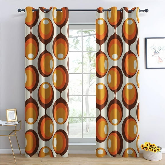 70s Curtains For Bedroom Living Room, Retro Blackout Curtains, Vintage Window Curtains, Thermal Insulated Grommet Drapes, Decorative Patterned Window Treatments 42"W x 63"L (Pack of 2)