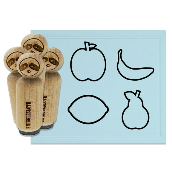 Fruit Apple Banana Pear Lemon Rubber Stamp Set for Scrapbooking Crafting Stamping - Small 3/4 Inch