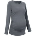 thumbnail image 2 of Sherrylily Maternity Shirt Side Button and Ruched Tunic Tops Long Sleeve T-Shirts, 2 of 5