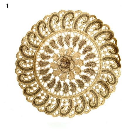 

WindC Table Placemat Exquisite Fine Workmanship Wide Application Round Table Lace Coaster for Kitchen