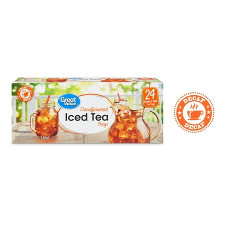 (3 pack) (3 Boxes) Great Value Decaf Iced Tea Bags, 5.25 oz, 24 Count