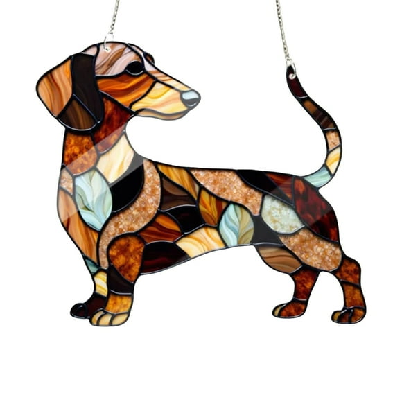 LQXZWJY Décoration Suspendue pour Fenêtre avec Chien Attrape-Soleil, Ornement de Fenêtre en Acrylique Tache, Cadeaux Commémoratifs d'Animaux, Capteurs de Soleil Faits à la Main pour Décoration Intérieure Extérieure de Jardin