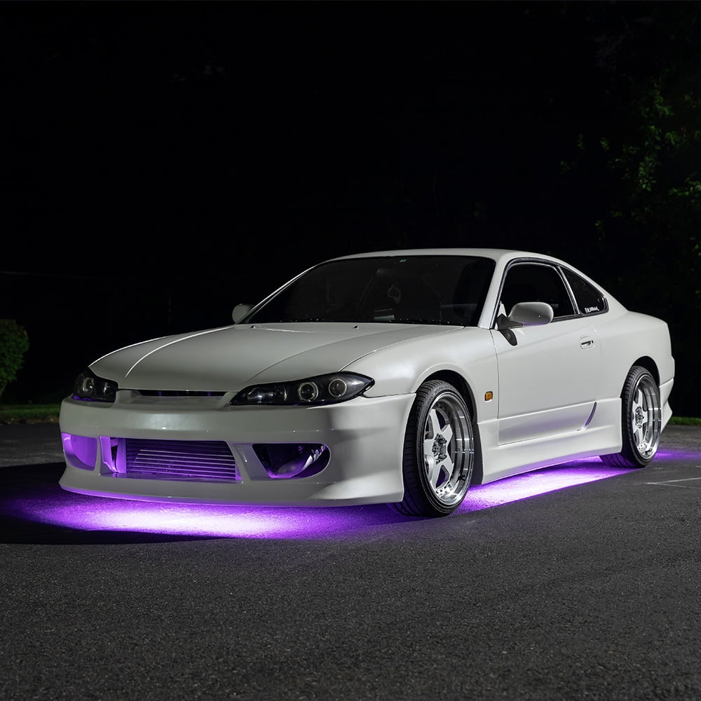 LEDGlow 4pc Purple Flexible LED Slimline Car Underbody Underglow Lighting Kit