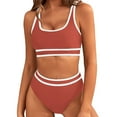 thumbnail image 2 of Fanxing Womens High Waist Bikini Sets Sporty Color Block Two Piece Swimsuits Scoop Neck Cheeky Bathing Suits Surfing Swimwear Red,S Female, 2 of 4