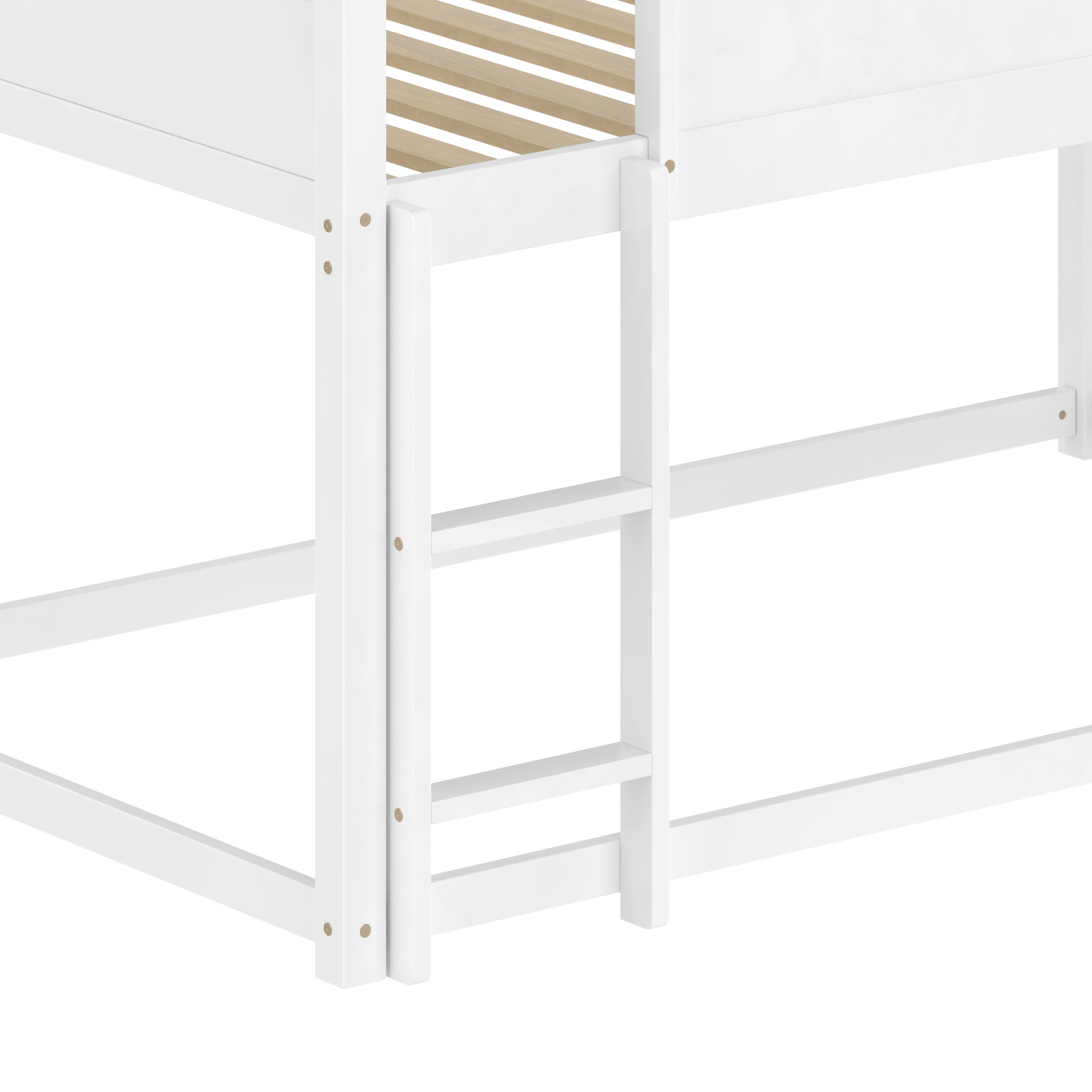 Bunk Bed with Slide, House Bunk Bed, Twin Over Twin Bunk Bed with Ladder and Safety Guardrail, Solid Wood Frame, White