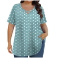 thumbnail image 2 of Plus Size Tops Sevevn Women's Fashion Summer Printed Plus Size Short Sleeve V-Neck Blouses Women's T-Shirts, 2 of 6