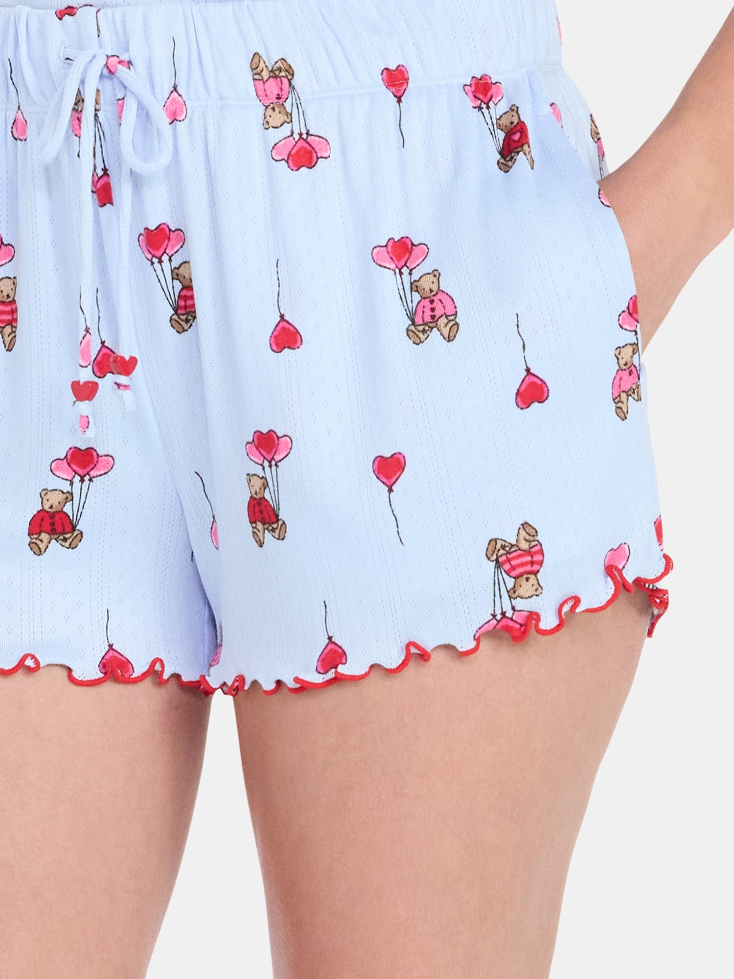 Valentine's Day Women's Knit Henley Top and Shorts Pajama Set from Way to Celebrate, 2-Piece, Sizes XS-3X