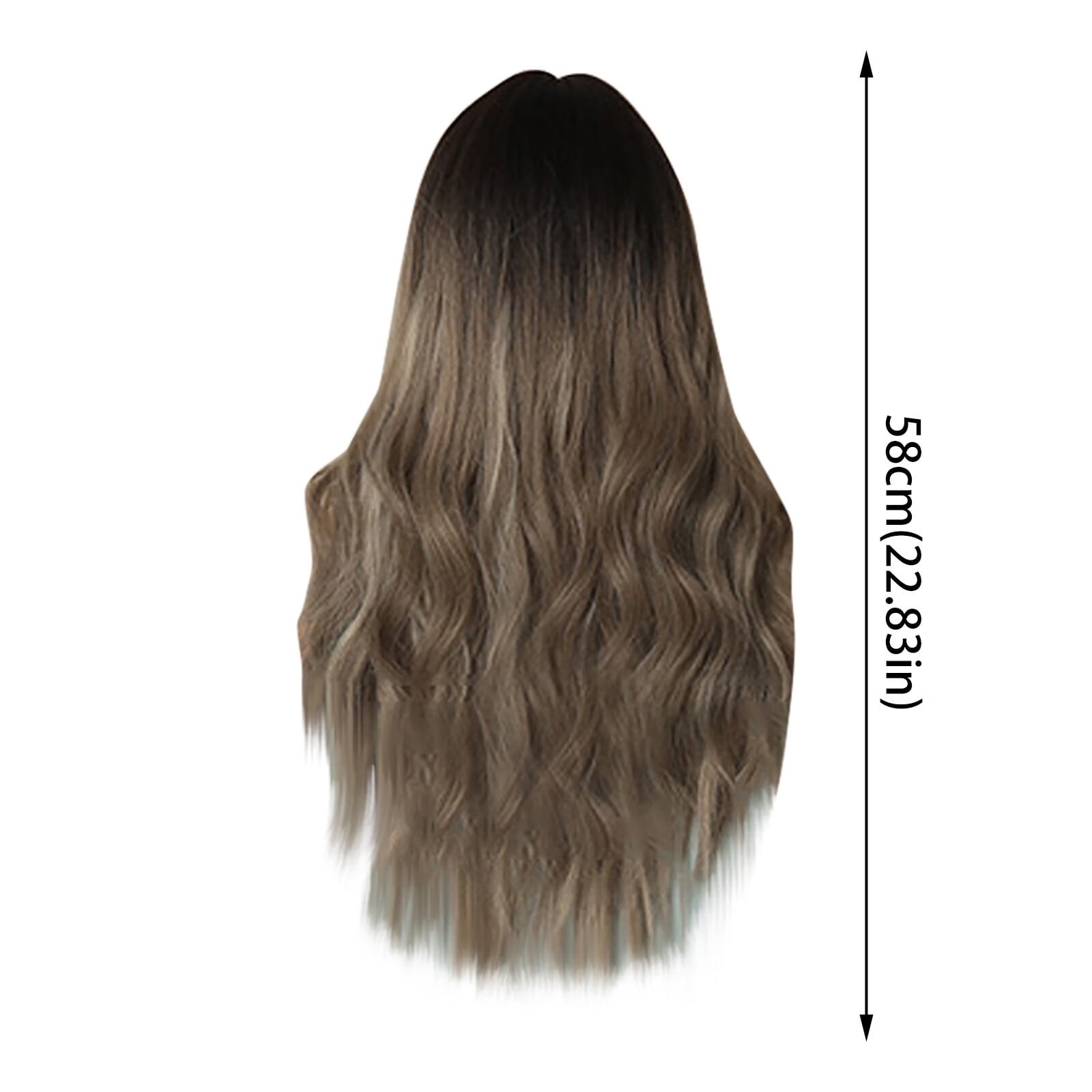 DOPI Human Hair Wigs For Women No Bangs Wig Women's Medium Long Curly Hair Gray Gold Mixed Color Highlight Dyed Fiber Whole Top Hair Set