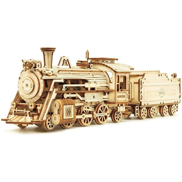 ROKR 308 Pieces 3D Wooden Puzzle Train Model Kits for Gift