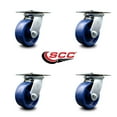 thumbnail image 2 of 5 Inch Heavy Duty Solid Poly Caster Set with Roller Bearings Set of 4 SCC, 2 of 2