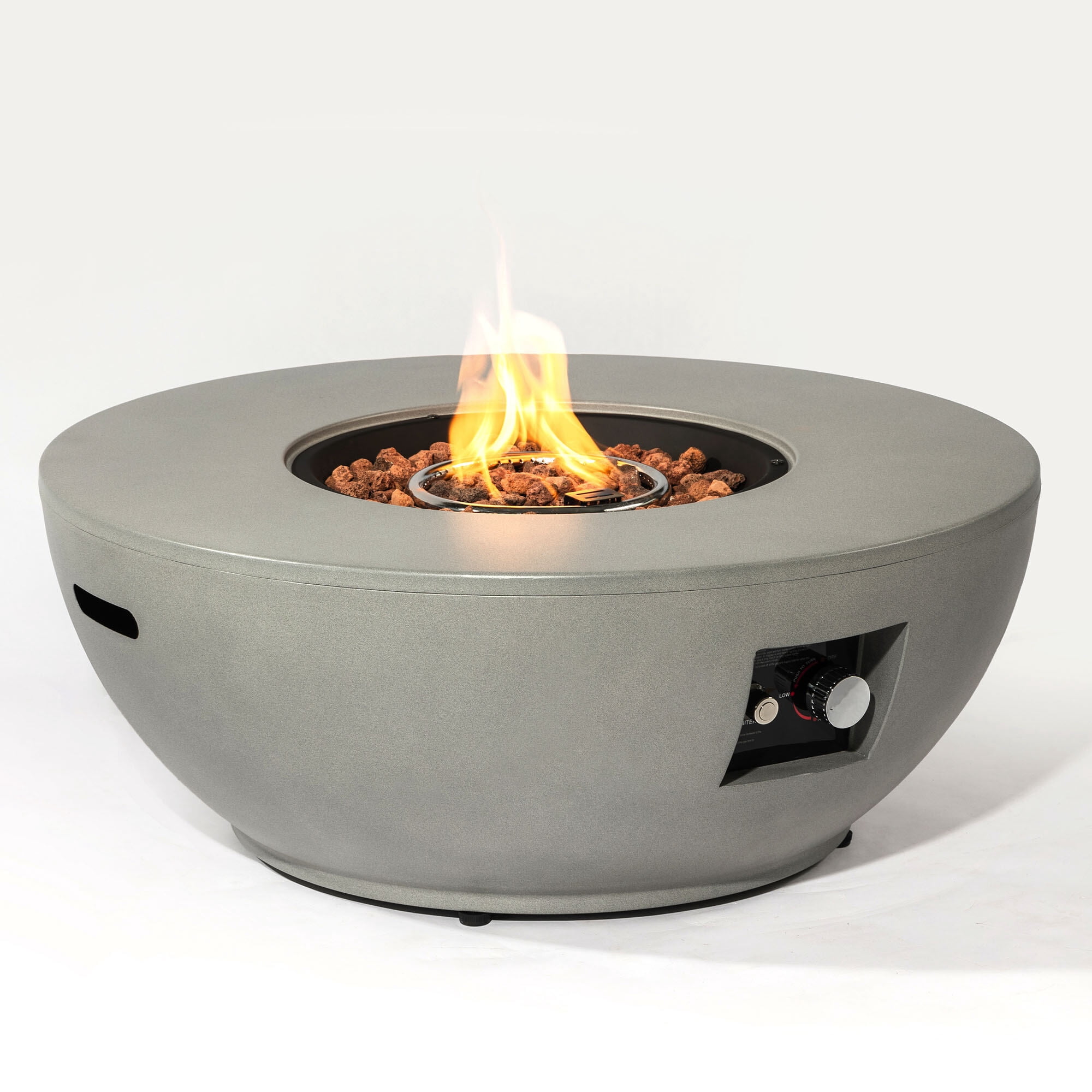 Tabletop Heater, 36" Propane Gas Fire Pit Table 2-Pieces, 50000 BTU Round Steel Fire Pit with Tank Holder for Outside Patio Deck Garden Backyard- Grey, Grey Patio Heater,Outdoor Heater For Deck