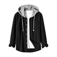 thumbnail image 5 of Nowekniz Corduroy Hooded Shirt Jacket, Waffle Long Sleeve Button Down Lightweight Casual Coat, Versatile Hooded Sweatshirt Tee for Daily Casual and Running Wear, 5 of 7