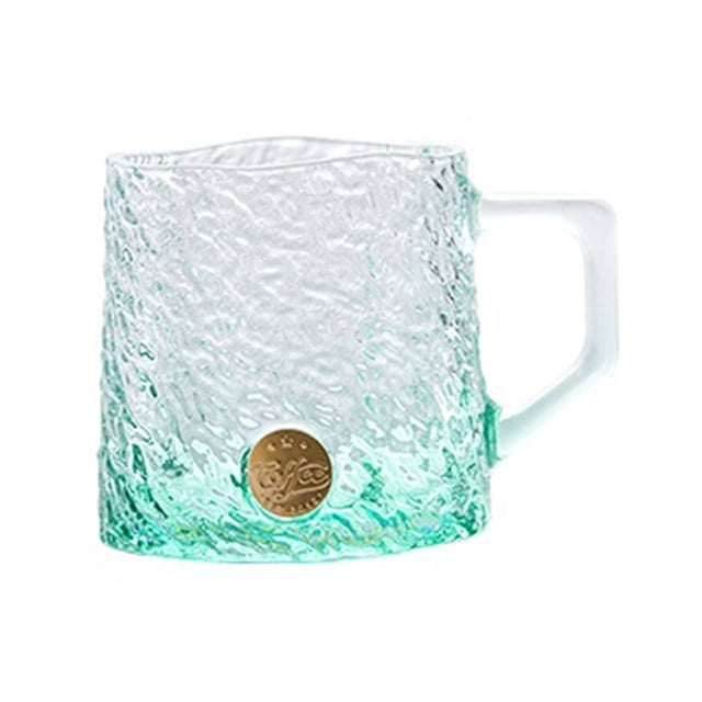 Vaso de agua de 9 oz con asa, pequeño y colorido vaso de vidrio transparente for café, té, jugo y leche.