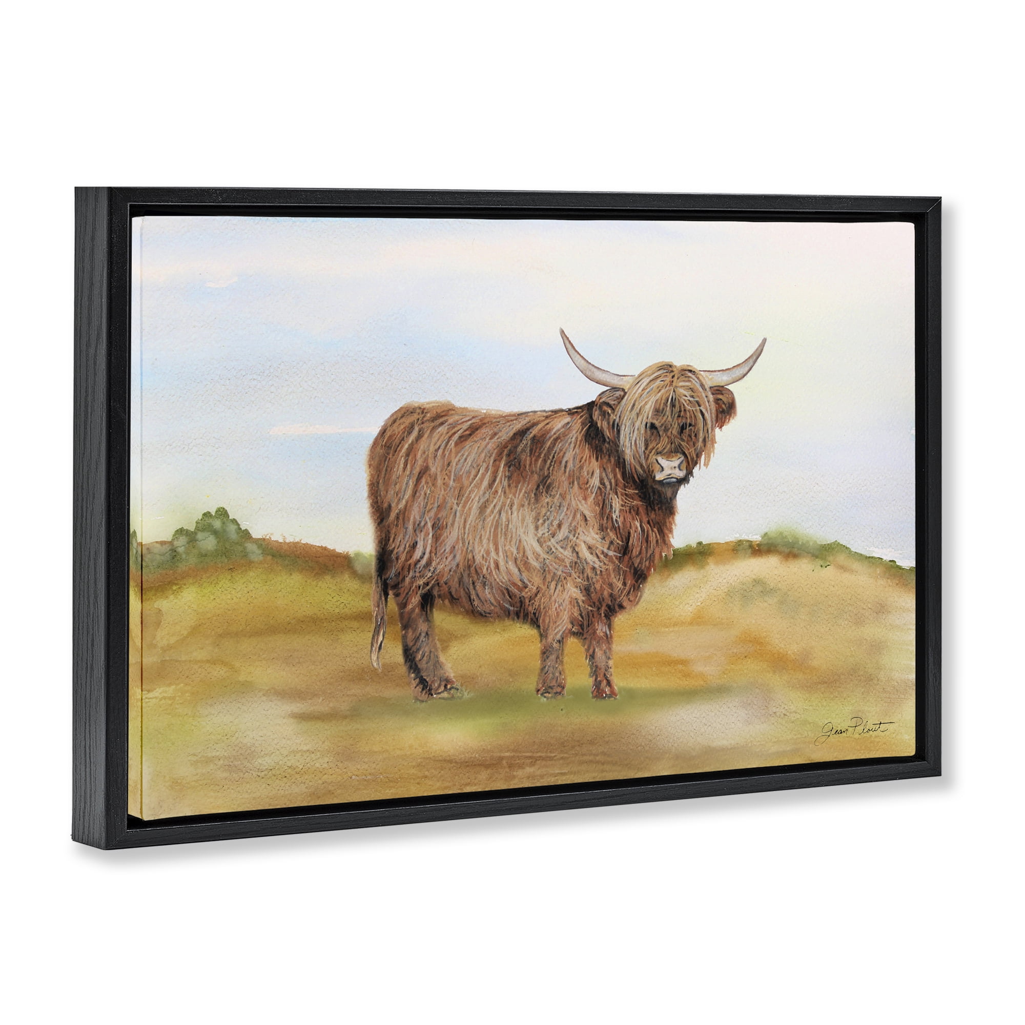 Farm Animal In Pasture Black Framed Floater Canvas Wall Art, design by Jean Plout