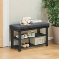 thumbnail image 1 of SONGMICS Bamboo Shoe Bench, 2-Tier Shoe Rack, 11.4 x 28 x 19.3 Inches, Black and Gray, 1 of 6