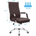 thumbnail image 3 of JJUN Ergonomic Office Desk Chair, Executive Ribbed Mid-Back PU Leather Conference Room Chair Adjustable Swivel Chair with Arms (1, Brown), 3 of 15