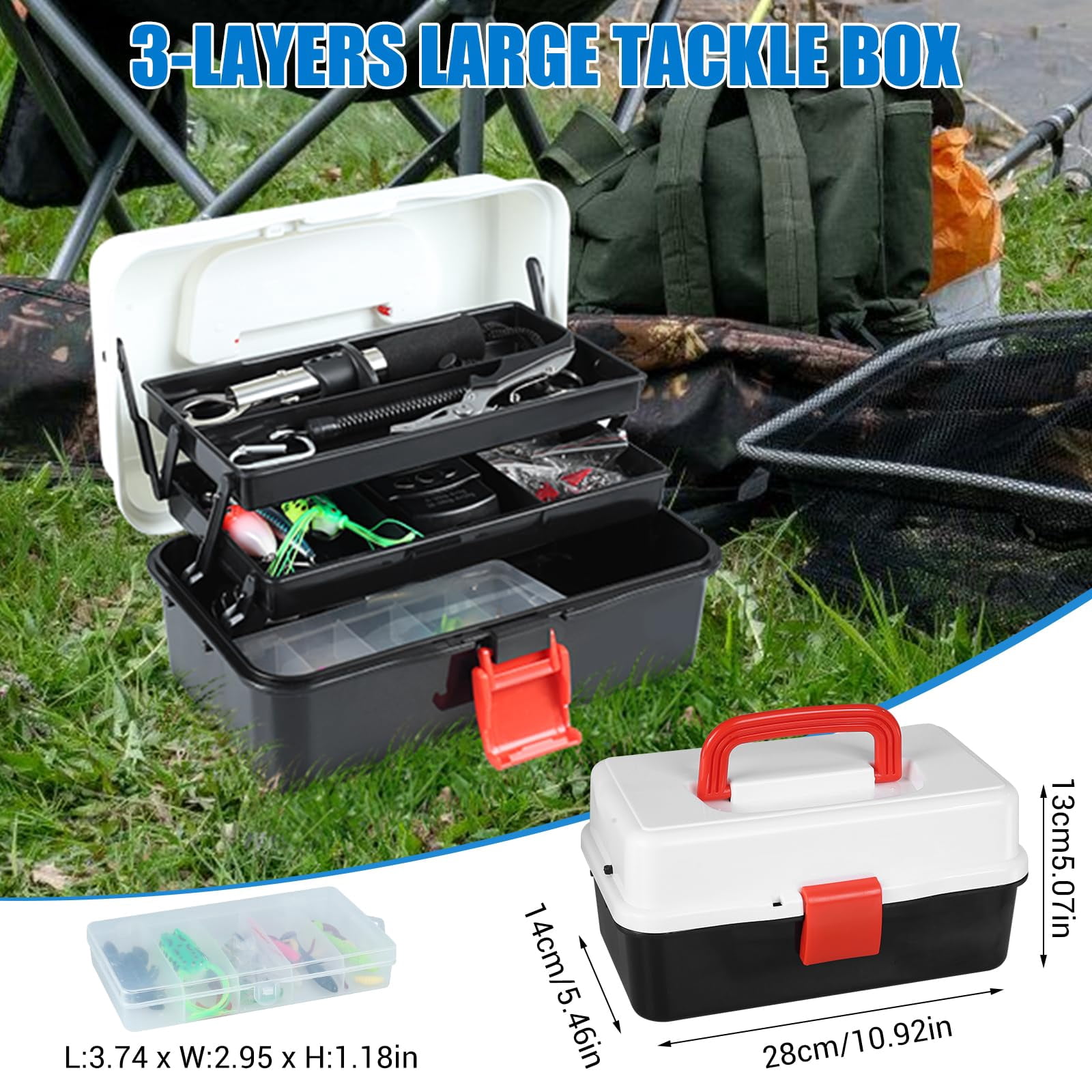 3 Layers Fishing Tackle Box  213pcs Lures Kit With Small Tool Containing Weights Scale Lip Clip Hook Remover Accessories Gear For Beginners Men Adults