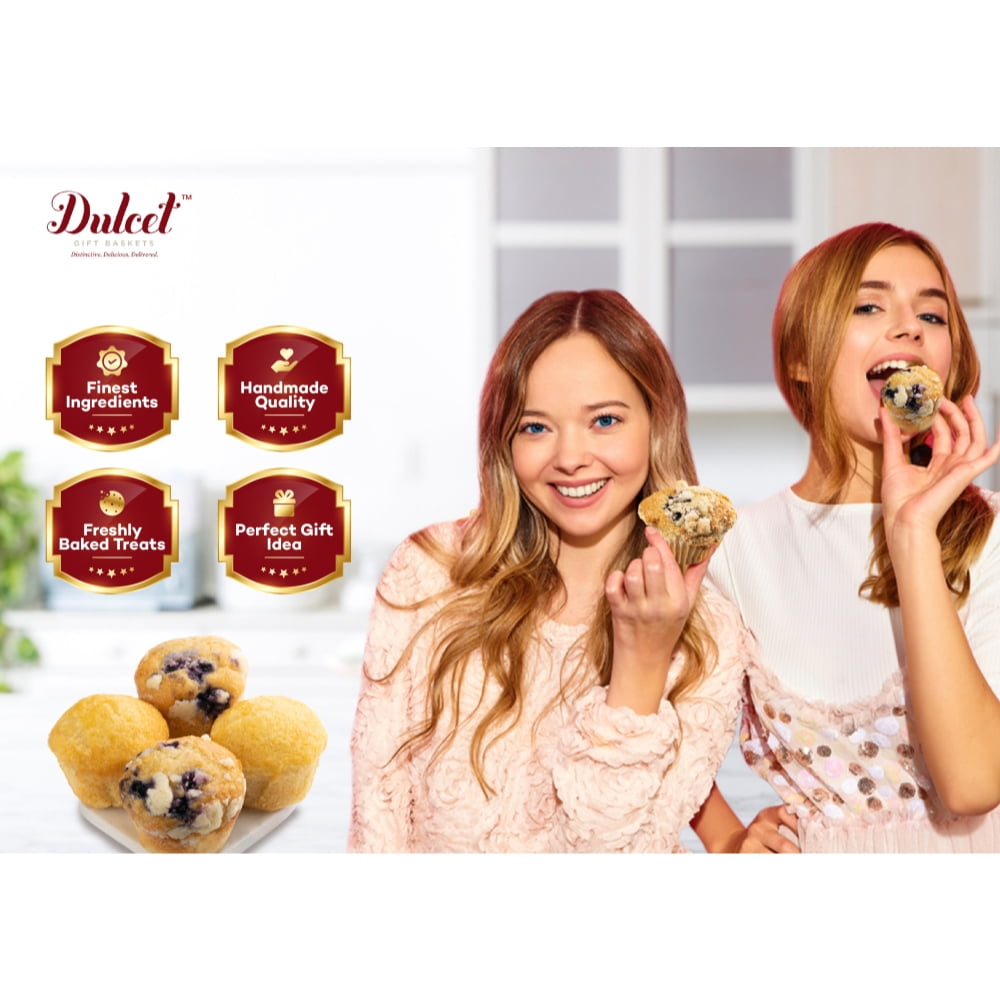 Dulcet Gift Baskets Deluxe Gourmet Food Gift Basket, Brownies, Crumb Cakes Rugelach & Muffins