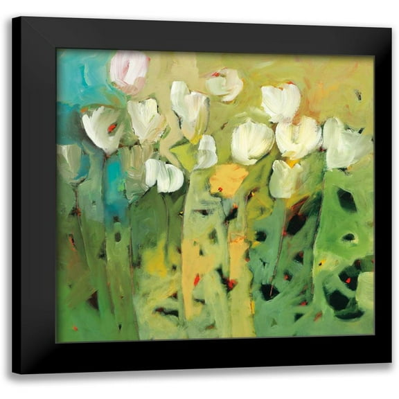 Harwood, Jennifer 12x12 Black Modern Framed Museum Art Print Titled - White tulips II