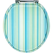 Blue Stripe Deluxe Plastic Resin Toilet Seat