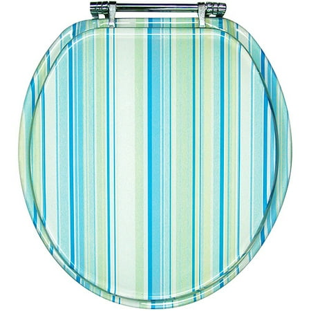 Blue Stripe Deluxe Plastic Resin Toilet Seat