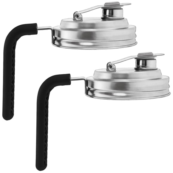 2 Pack Couvercle Verseur pour Bocaux Mason à Grand Ouverture, Antidérapant en Acier Inoxydable Pichet Mason Poignée Hermétique Couvercle Étanche