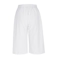 thumbnail image 5 of UVEASISHA Womens Cotton Linen Capri Pants Drawstring High Waisted Straight Leg Capris Summer Casual Beach Trousers with Pockets White M, 5 of 8
