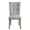 thumbnail image 2 of Benjara Lui 26 Inch Modern Side Chair, Button Tufted Back, Set of 2, White, Oak, 2 of 5
