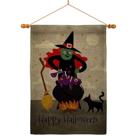 Ornament Collection HS190173-DB-03 Casting Spells Falltime Halloween 28 x 40 in. Double-Sided Decorative Horizontal Flags for Decoration Banner Garden Yard Gift