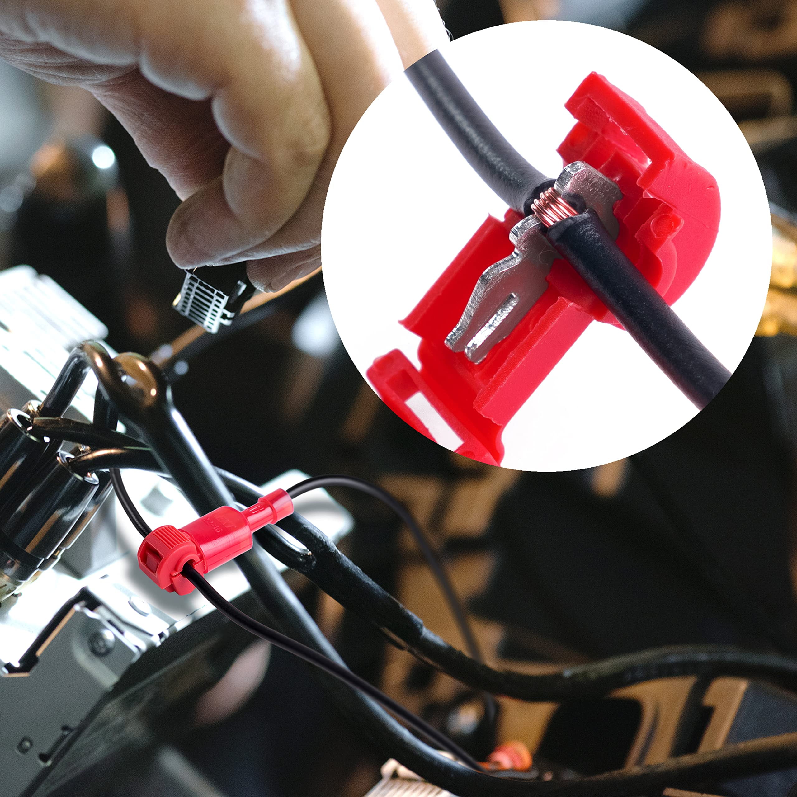 T Tap Wire Connectors Kit - Electrical Connectors Kit - Spade Terminals - Quick Splice Disconnect Wire Taps - (120 PCS 22-10 AWG)
