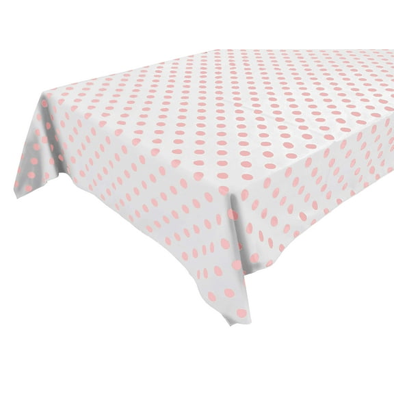 Cotton Tablecloth Polka Dots Print / Pink Dots on White