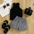 thumbnail image 3 of Babibeauty Toddler Baby Girl Summer Clothes Set Sleeveless Vest Top and Plaid Shorts Set Kids Girl Cool Outfits, 3 of 7