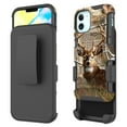 thumbnail image 3 of for Apple iPhone 12 MINI (5.4inch) with Temper Glass and Case Heavy Duty Shock Absorption Kickstand Armor Case with Belt Swivel Clip Holster Cover (Deer), 3 of 4