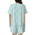 thumbnail image 3 of Naloa Daisies Flowers Women's Short-Sleeved Pajama Set, Loungewear, Summer pajamas, Breathable Cozy - Large, 3 of 9