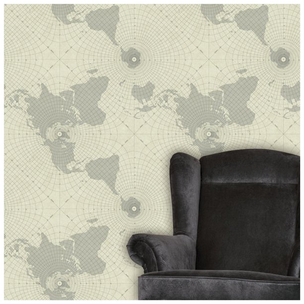 RoomMates Maritime Maps Nautical Peel & Stick Wallpaper - Beige - Gray