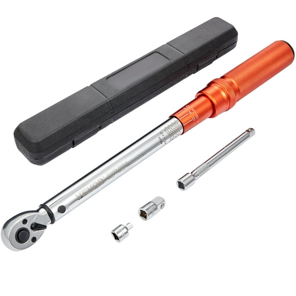 BENTISM Torque Wrench, 3/8" Drive Click Torque Wrench 10-80ft.lb/14-110n.m, Dual-Direction Adjustable Torque Wrench Set with Adapters Extension Rod, Mechanical Dual Range Scales Torque Wrench Kit