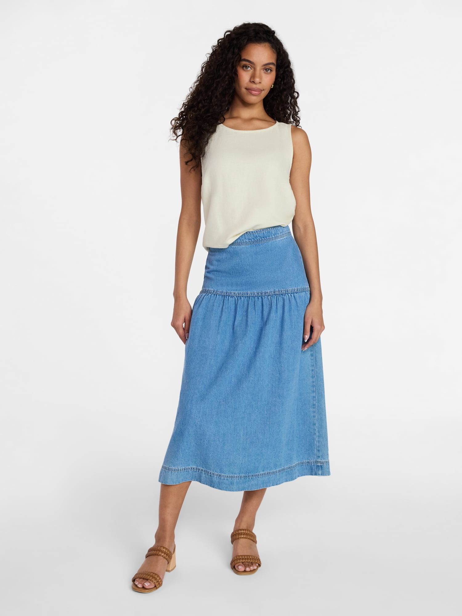 Time and Tru Women’s Linen Blend Sleeveless Top, Sizes XS-XXXL