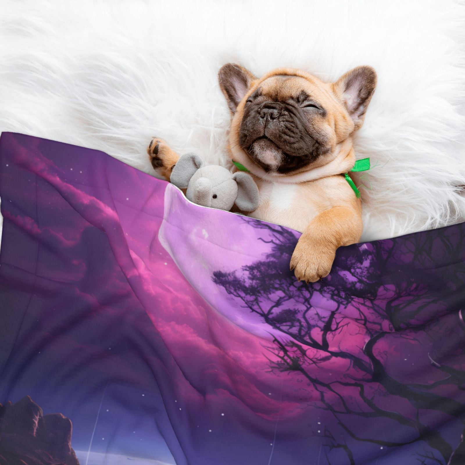 Naloa Purple Moon Tree Night Sky Dog Blanket, 3 Sizes Cat Blanket for Indoor Cats Large Medium Small Dog Gifts-Medium