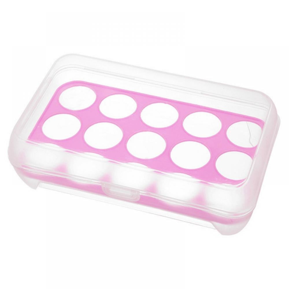 Egg Container, Refrigerator Deviled Egg Tray Carrier with Lid for 15