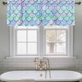 thumbnail image 4 of 2 Pack Mermaid Tail Backdrop Valance for Window Fish Scale Kitchen Valance Rod Pocket Short Curtain Topper Decorative Window Treatment for Living Room Bedroom 60"x18", 4 of 8